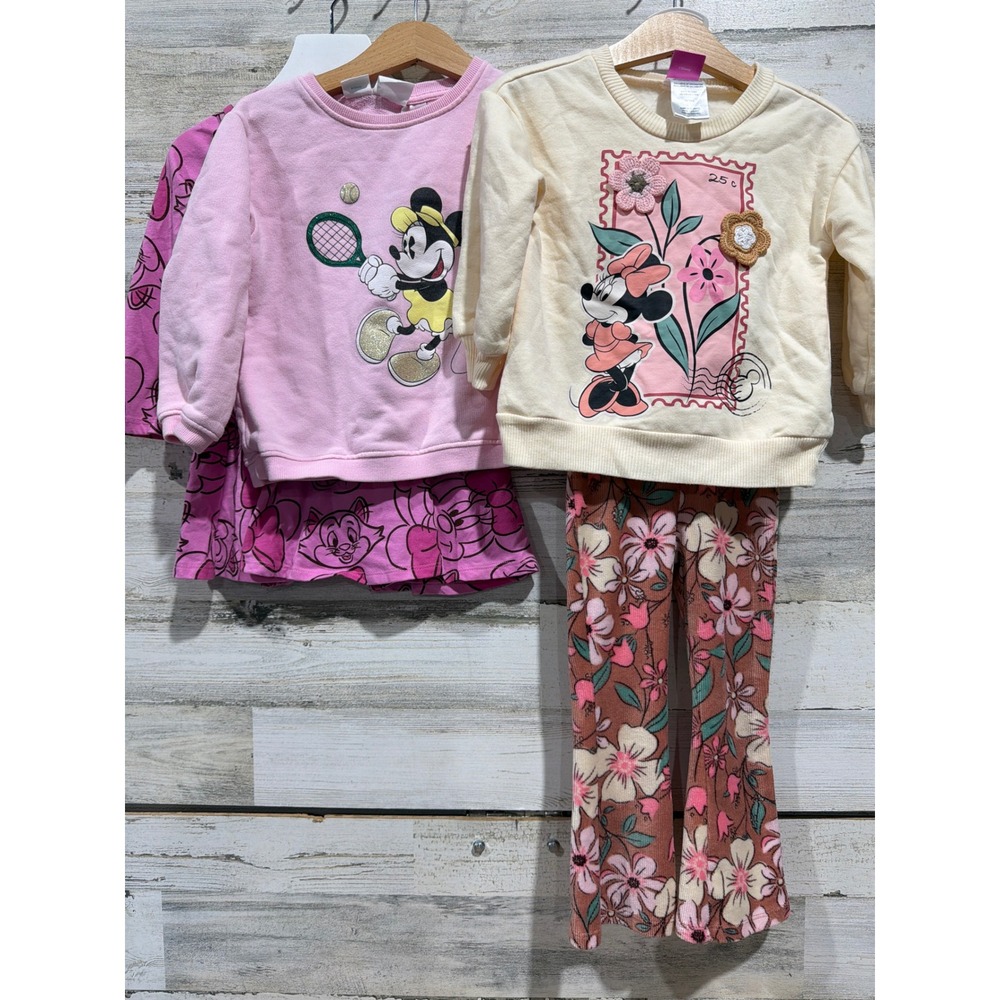 2T Girls Disney Bundle Minnie Mouse Sweatshirt Leggings Dress Disneycore EUC
